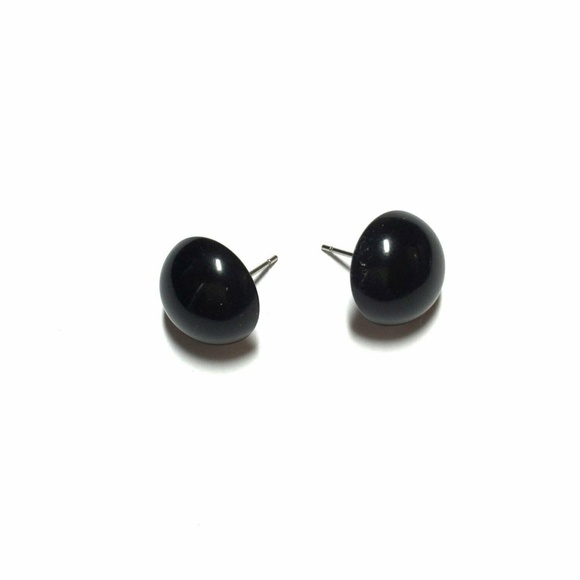 Vintage Lucite Domed Retro Button Stud Earrings - Picture 4 of 5